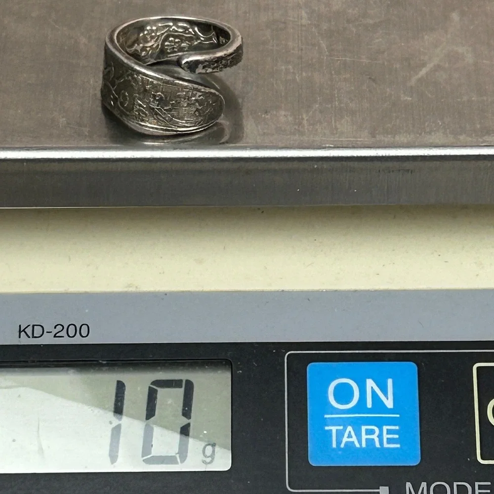 Reed & Barton Sterling Silver Spoon Ring Crane Heron Floral Bypass Size 7.25‎